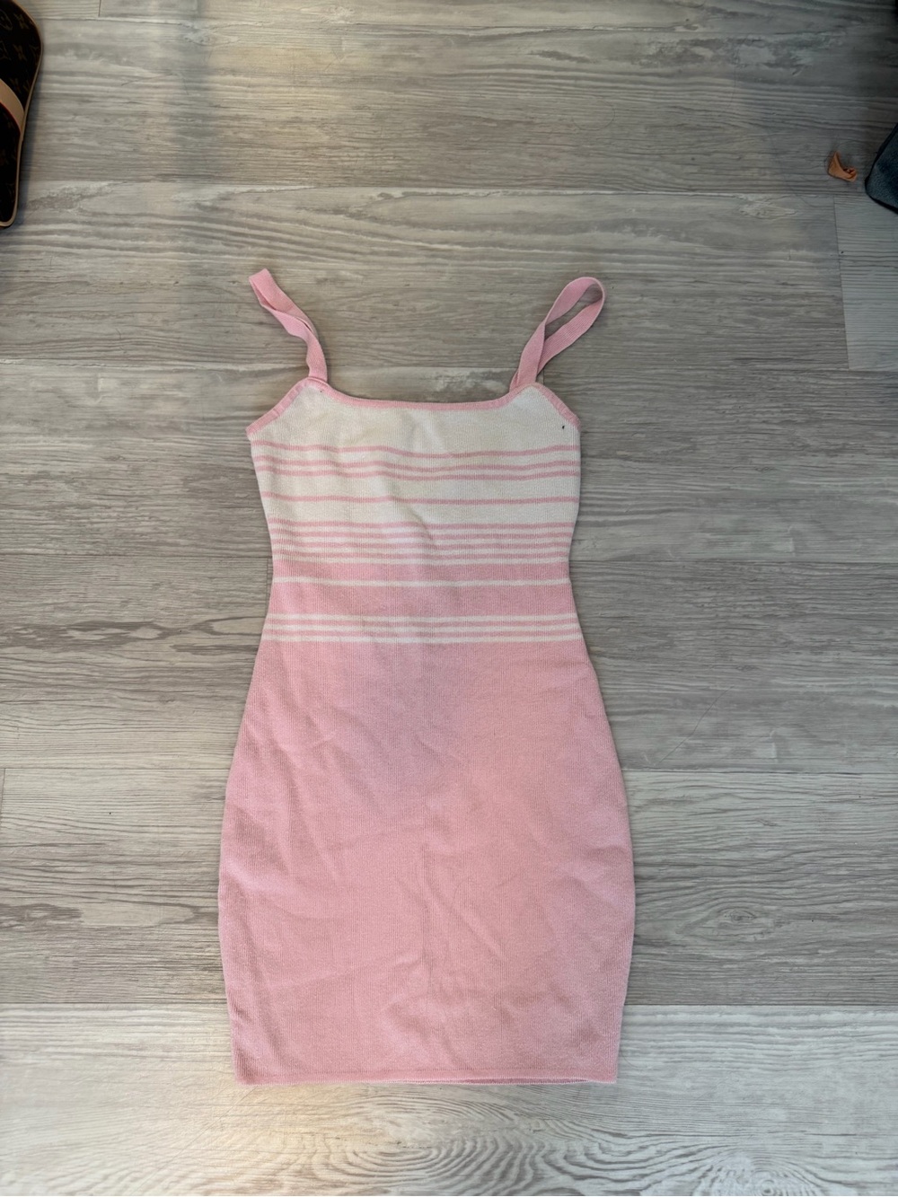 superdown Pink & White Striped Knit Mini Dress